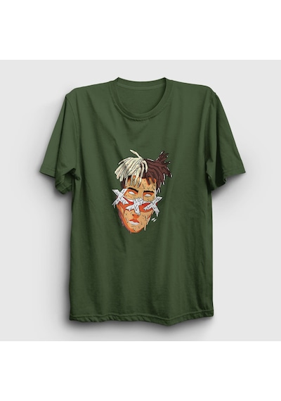 Presmono Unisex Melting Xxxtentacion T-shirt Haki