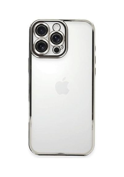 Apple Uyumlu iPhone 16 Pro Uyumlu Kılıf Lensli Silikon - Gümüş