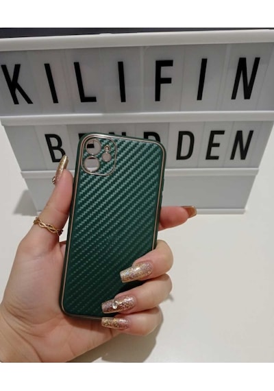 Apple Uyumlu iPhone 11 Silikon Çizgili Desenli Kılıf Modeli Yeşil