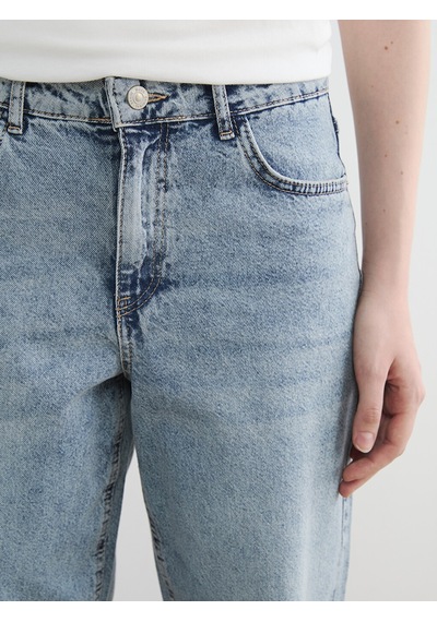 Lcw Jeans İndigo Boyfriend Fit Kadın Yırtık Jean Pantolon