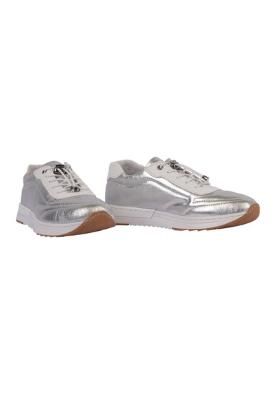 Napa Shoes Hakiki Deri Hızlı Bağcıklı Ortopedik Taban Spor Ayakkabı Napa-383 Gümüş