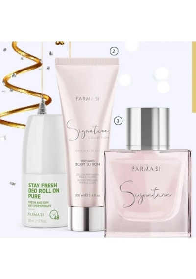 Farmasi Signature Kadın Parfüm EDP 50 ML + Pure Kadın Roll-On Deodorant 50 ML + Vücut Losyonu 100 ML