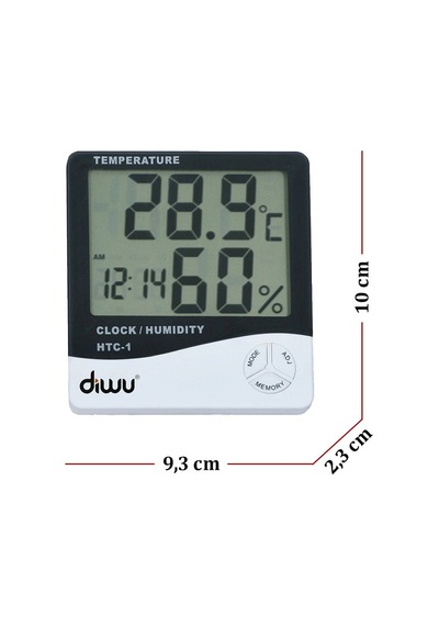 Diwu HTC-1  Saatli Nem Ölçer ve Termometre
