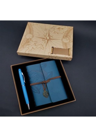 Defter Kalem Mavi Set Dekoratif Hediyelik