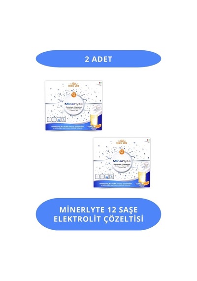 New Life Minerlyte 12 Saşe Elektrolit Çözeltisi - Magnezyum - Potasyum - Sodyum - B12 Vitamini - B6 Vitamini 2 Adet