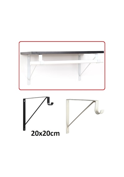 Depolife Raf Askı Tutucu Demir Askılık Duvar Ahşap Montajlı Metal 25X25