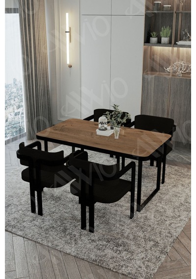 Avvio Mary Metal Ayak Tokyo Demonte Sandalye 80x120 Yemek Masası Mutfak Masası 4 Kişilik Akça