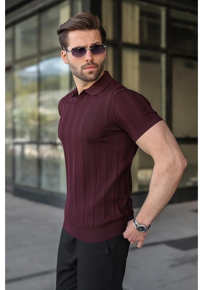 Madmext Mürdün Slim Fit Polo Yaka Triko Erkek Tişört E7491