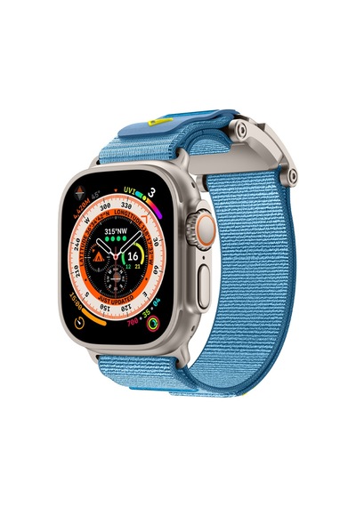 Apple Watch Ultra 49mm Uyumlu Krd-154 Naylon Kumaş Hasır Örgülü Kordon - Siyah