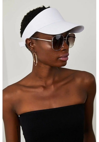 Shopiolog Unisex Uv Koruyucu Vizör Kasket Siperlik Tenis Şapka Beyaz-siyah