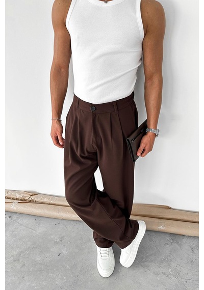 Kahverengi Basic Premium Kumaş Pantolon Kahverengi