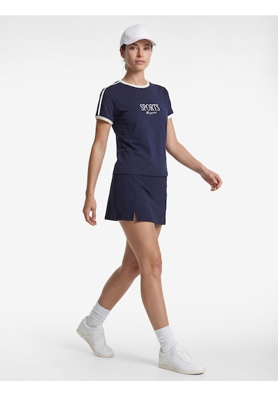 Koton Yırtmaç Detaylı Slim Fit Mini Şort Etek Lacivert 6sak40052nk Lacivert