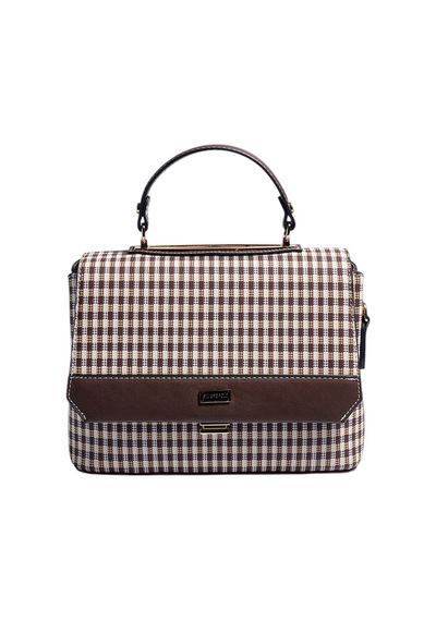 Silver Polo Sp838 Kadın Çapraz Çanta Ekose Line Kare Kum Beji-kum Beji