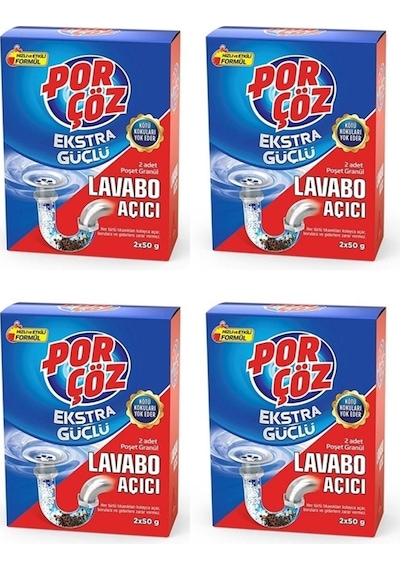 Lavabo Açıcı Granül 2 X 50 Gr 4 Lü Ekonomik Paket