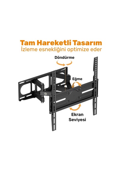 Npo Std85446 32"-75" Curved Tv Uyumlu Tam Hareketli Dönebilen Vesa Tv Duvar Askı Aparatı