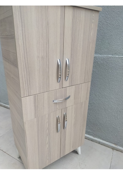 Çok Amaçlı Dolap Cordoba Model Hard Parlak Suntalem 130 Cm 4 Raf Demonte El Yapım Kahverengi - Krem