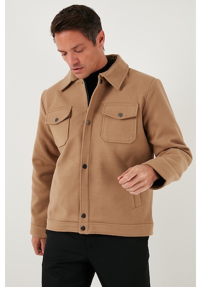 Buratti Slim Fit Ceket Yaka Astarlı Kaşe Erkek Kaban 58400347 Camel