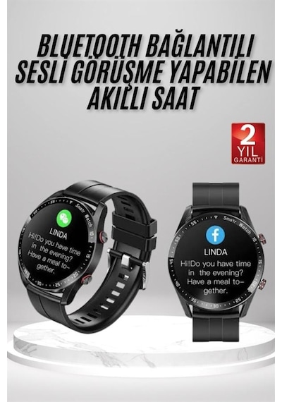 Akıllı Saat Amoled Ekran Metal Ve Deri Kordonlu Uyku Ve Sağlık Takibi Titreşimli