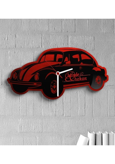 Kişiye Özel Retro Beetle Tasarımlı Ahşap Duvar Saati (Model 1-2)
