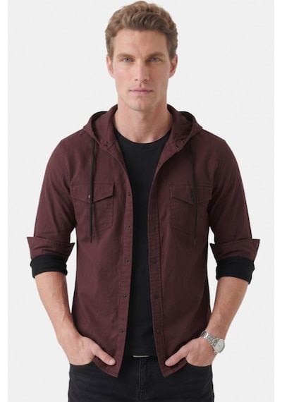 Deep Sea Deepsea Mürdüm Kapüşonlu Likralı Kot Gömlek Slim Fit Çıt Çıt Kapamalı Erkek Gömlek 2300396 Deep Sea Deepsea Mürdüm Kapüşonlu Likralı Kot Gömlek Slim Fit Çıt Çıt Kapamalı Erkek Gömlek 2300396