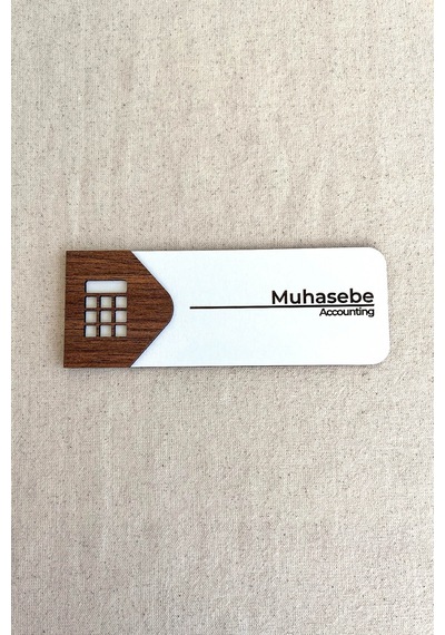Muhasebe Kapı Tabelası Mdf Ofis Oda İsimliği 19x7 Cm Çift Katmanlı