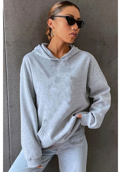 Uyguntarz Unisex Ramen Baskılı Sweatshirt Gri