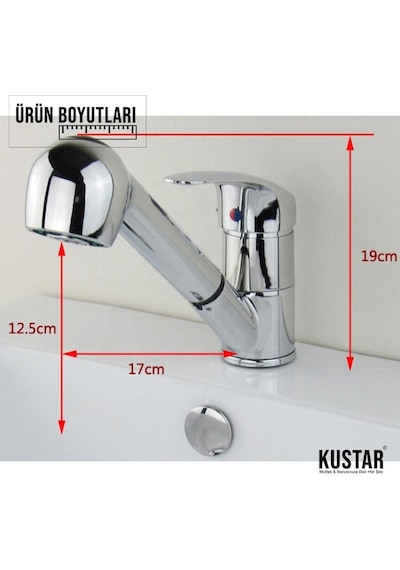 Kustar Berber Aç Kapa Spiral Hortumlu Lavabo Bataryası 150 CM