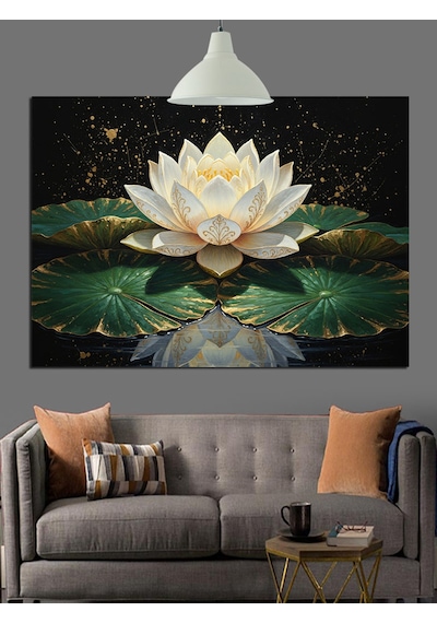 Nilüfer Çiçeği Ve Bataklık Lotus Dekoratif Kanvas - Mdf Ahşap Tablo