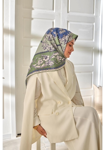 Silk Home Twill İpek Eşarp 11482-17 Yeşil, İndigo, Taş, Gri, Antrasit