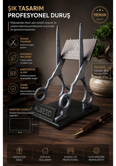 Makas Tasarımlı Kişiye Özel Premium Kartvizitlik & Kartlık