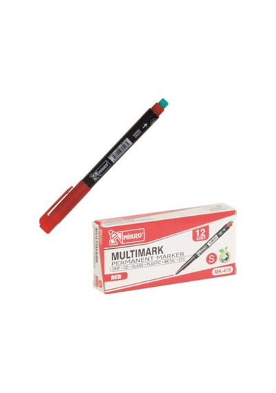 Mikro Asetat Kalemi Permanent S Seri Kırmızı Mk-419 12 Adet Kırmızı