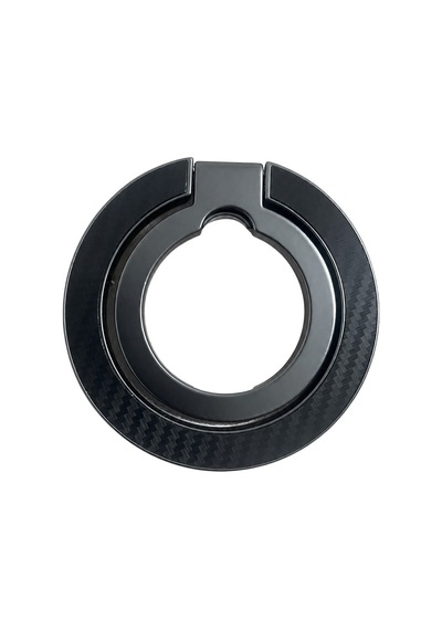 Zore Paris M162 Karbon Fiber Tasarımlı Magnetik Ring Standlı Telefon Tutucu Siyah