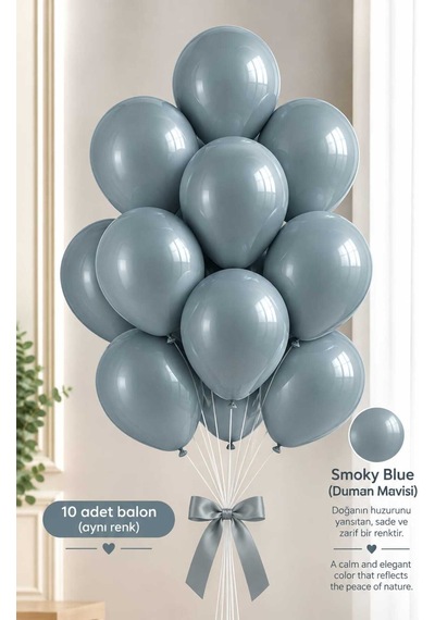 Latex Balon Seti 10'lu- Duman Mavisi Çok Renkli