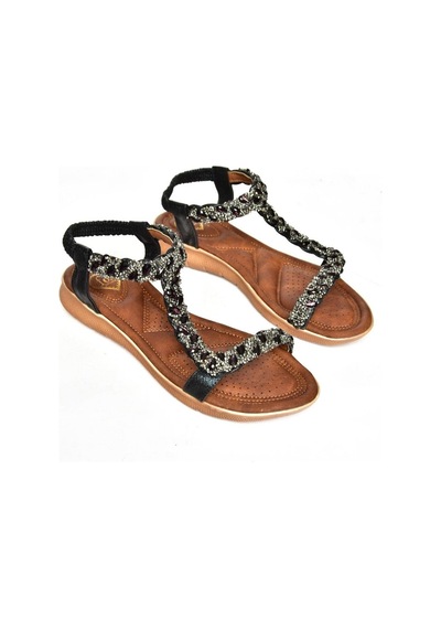 Fox Shoes S258014809 Siyah Alçak Tabanlı Kadın Sandalet Siyah-suni Deri Siyah