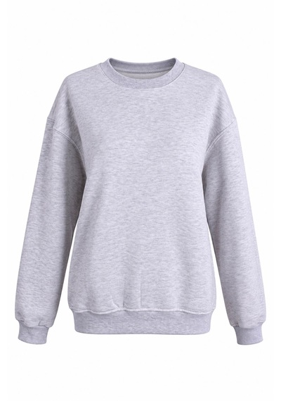 Trender O Yaka 3 İp Gri Kadın Sweatshirt 27kdt1000011