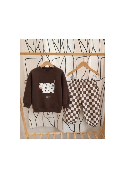 Luccokids Unisex Cocuk Takım Kahverengi Kahverengi