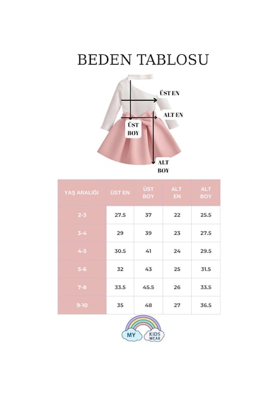 My Kids Wear Bayramlık Kız Çocuk Alt Üst Takım Beyaz-çok Renk