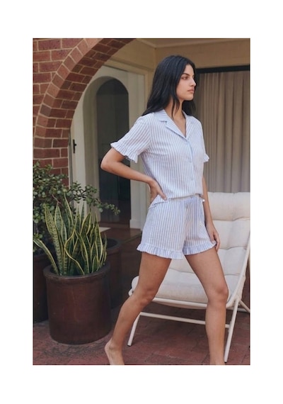Fit Women Kadın Esnek Şortlu Bol Mavi Pijama Takımı