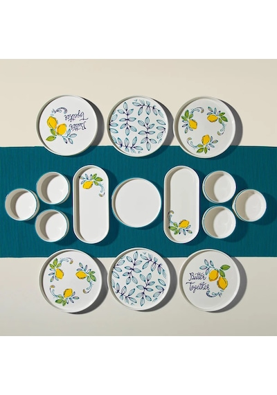 Nehir Sour Lemon 6 Kişilik 15 Parça Seramik Kahvaltı Takımı Beyaz