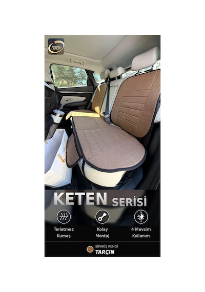 Fiat Egea Cross 2020-2026 Ön Ve Arka Koltuk Terletmez Dolgulu Keten Koltuk Minder / Kılıf Set Kahverengi