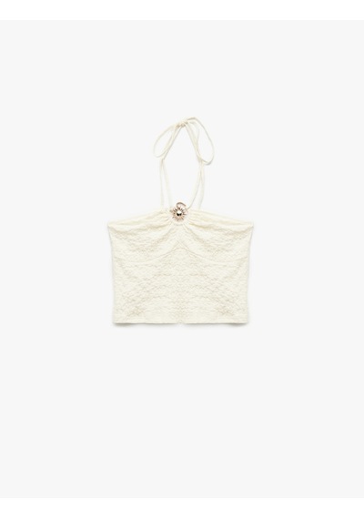 Koton Koton X Şahika Ercümen - Bürümcük Kumaş Aksesuar Detaylı Halter Yaka Crop Bluz Ekru 5sak10674ek Koton Koton X Şahika Ercümen - Bürümcük Kumaş Aksesuar Detaylı Halter Yaka Crop Bluz Ekru 5sak10674ek