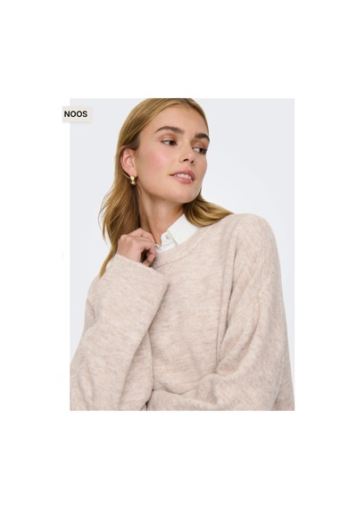 Only Kadın Onlsımonı L/s O-neck Kazak - 15368976 Bej