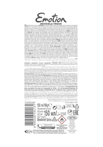 Emotion Invisible Fresh Kadın Deodorant, 150 Ml