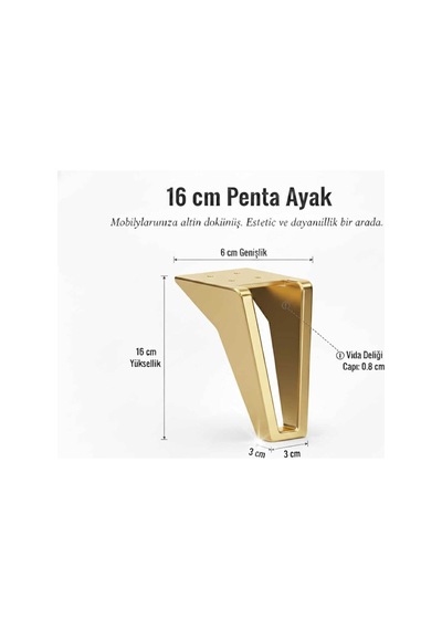 Penta 19 Cm Altın Koltuk Baza Dolap Tv Ünitesi Yatak Odası Konsol Çocuk Ve Genç Odası Ayağı Altın