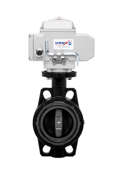 Unox Ø200 220v Ac Elektrik Aktüatörlü U-pvc Kelebek Vana Asit İçin