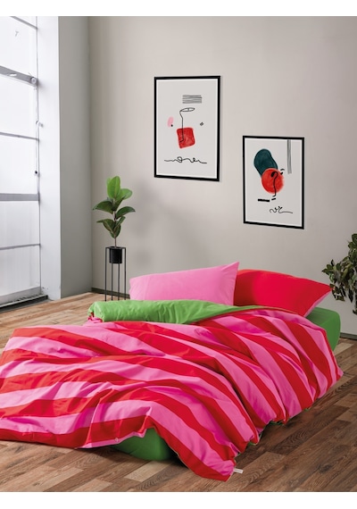 Cozy Home Popping Colors Tek Kişilik Lastikli Çarşaflı Nevresim Takımı Cherie Yeşil
