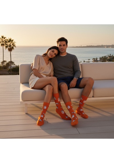Gost Liria Silver Cat Socks Desenli Unisex Soket Çorap Turuncu