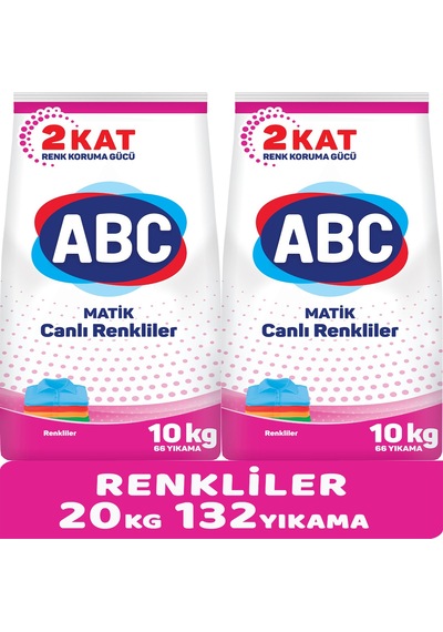 Abc Matik Toz Çamaşır Deterjanı 20Kg (2PK*10KG) Canlı Renkler
