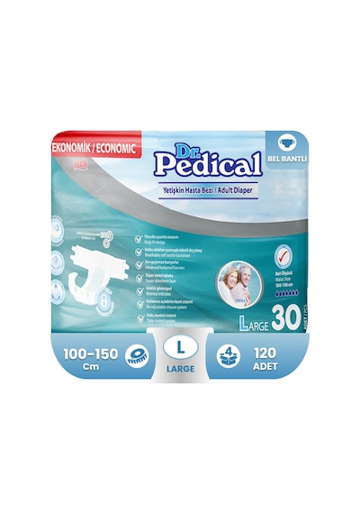 Dr. Pedical Yetişkin Hasta Bezi L 4 x 30'lu 120 Adet