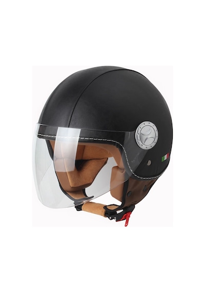 Sway 701 Yarım Yazlık Kask Deri Kaplı Mat Siyah